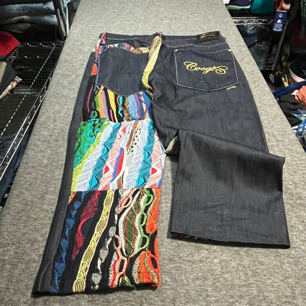 Coogi Mens Baggy Wide Leg Jeans Limited Edition 508/880 Dark Wash 48x32